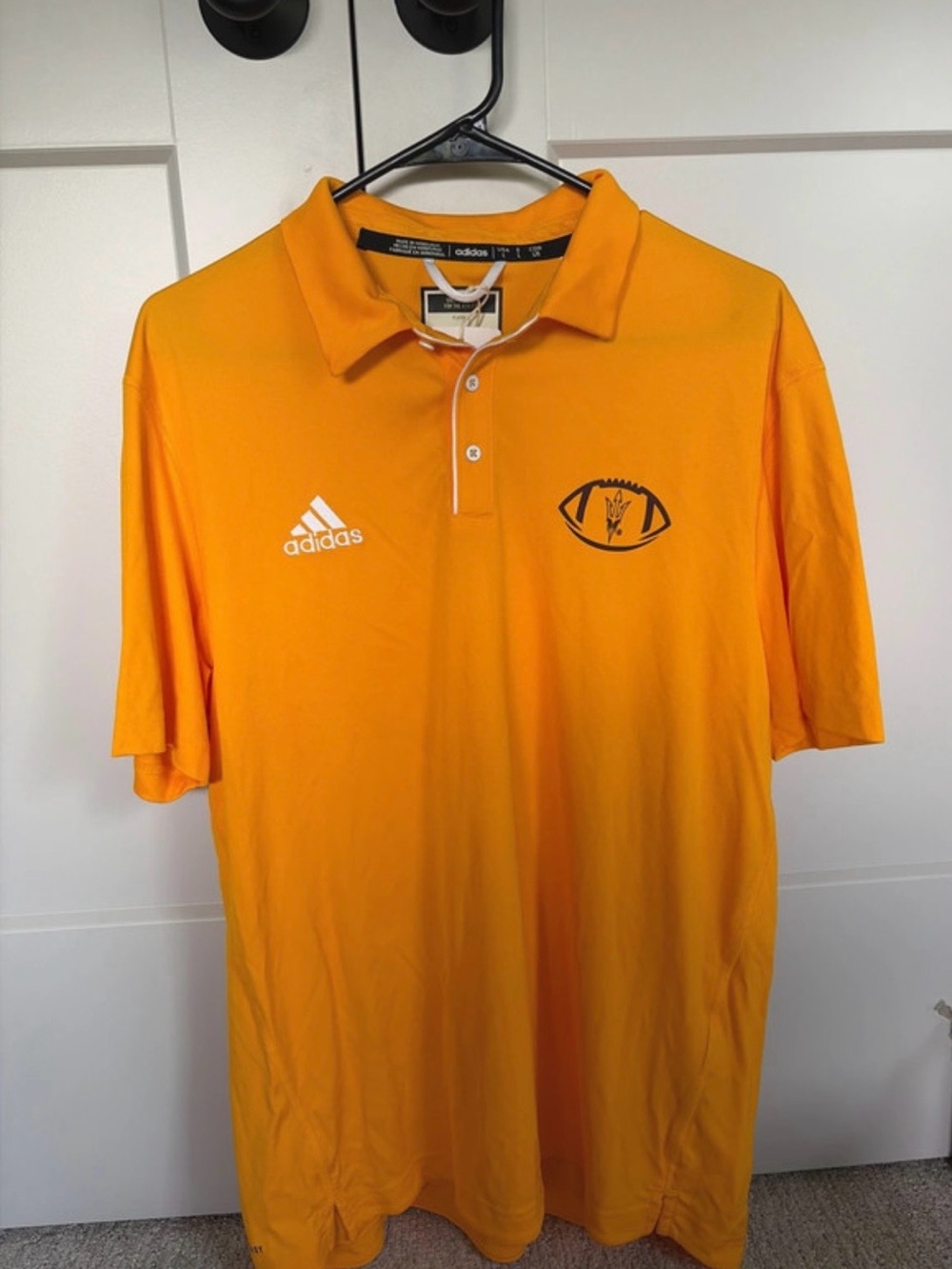 adidas Men’s Yellow Sun Devils Polo with Embroidered Football Logo